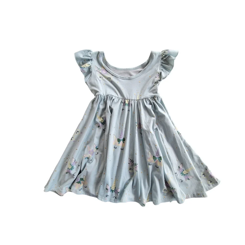 DotDot Smile Unicorn Ruffle Swing Dress Bow Skirted Romper 2PC Bundle‎ Size 3/4